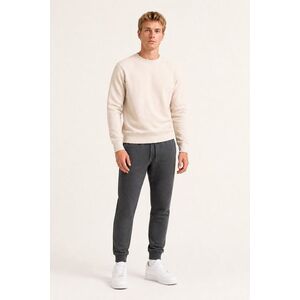 Set Železitě Šedé Tepláky Jogger & Ekru Mikina obraz