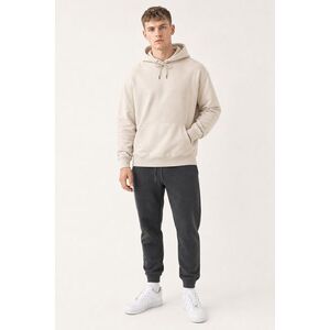 Pánský Set Ekru Mikina s Kapucí & Železitě Šedé Tepláky Jogger obraz
