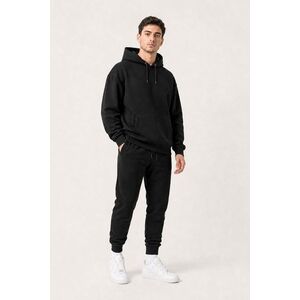 Pánský Set Černá Mikina s Kapucí & Černé Tepláky Jogger obraz