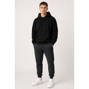 Pánský Set Černá Mikina s Kapucí & Železitě Šedé Tepláky Jogger obraz