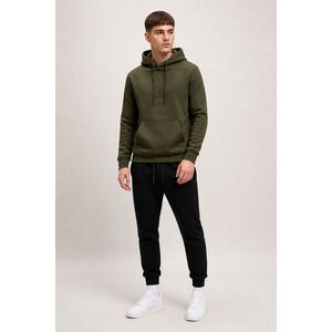 Pánský Set Khaki Mikina s Kapucí & Černé Tepláky Jogger obraz
