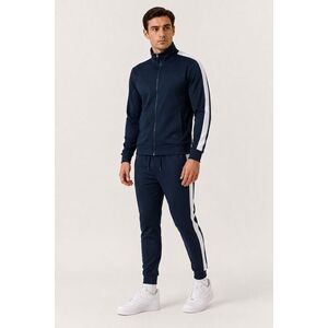 Pánský Set Athletic Modrá Mikina na Zip & Modré Tepláky obraz