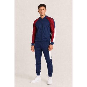Pánský Set Athletic Modro-Bordó Mikina na Zip & Modré Tepláky obraz