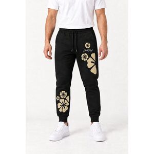 Tepláky Jogger, Barva Černá, s Potiskem Floral Flow obraz