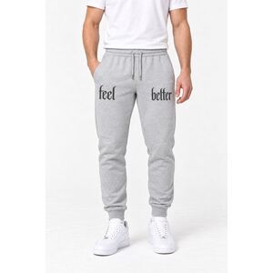 Tepláky Jogger, Barva Šedá, s Potiskem Feel Better obraz