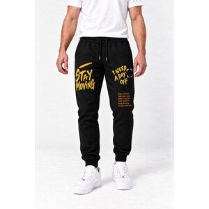 Tepláky Jogger, Barva Černá, s Potiskem Stay Moving obraz
