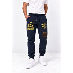 Tepláky Jogger, Barva Modrá, s Potiskem Stay Moving obraz