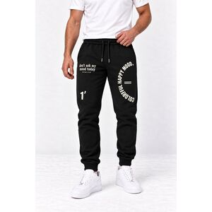 Tepláky Jogger, Barva Černá, s Potiskem Happy Mood obraz