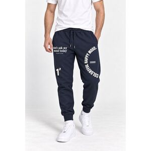 Tepláky Jogger, Barva Modrá, s Potiskem Happy Mood obraz