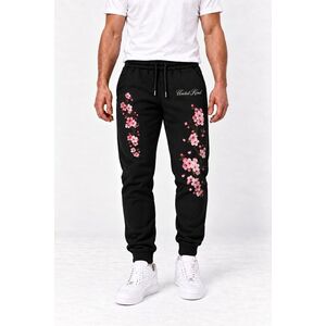 Tepláky Jogger, Barva Černá, s Potiskem Cherry Blossom obraz