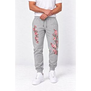 Tepláky Jogger, Barva Šedá, s Potiskem Cherry Blossom obraz