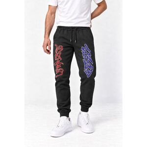 Tepláky Jogger, Barva Železitá Šedá, s Potiskem Dual Graffiti obraz