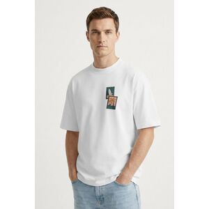 Oversized Tričko, Barva Bílá, s Potiskem Palm Postcard obraz