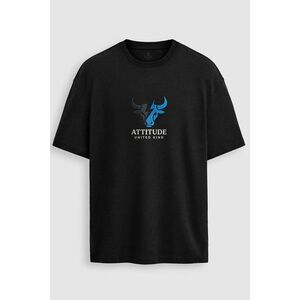 Oversized Tričko, Barva Černá, s Potiskem Blue Attitude Bull obraz