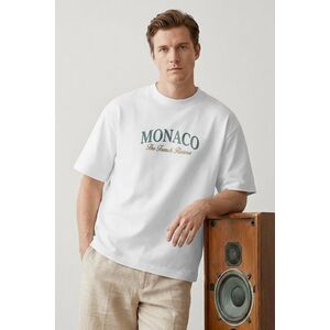 Oversized Tričko, Barva Bílá, s Potiskem Monaco Green Riviera obraz