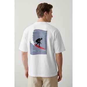 Oversized Tričko, Barva Bílá, s Potiskem Night Wave Surfer obraz