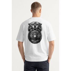 Oversized Tričko, Barva Bílá, s Potiskem Tiger Weight Plate obraz