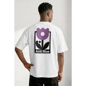 Oversized Tričko, Barva Bílá, s Potiskem Anti Blue Flower Mark obraz