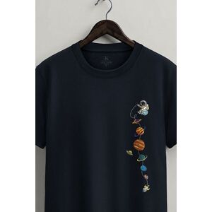 Tričko, Barva Modrá, s Potiskem Galaxy Charm Chain obraz