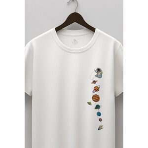 Tričko, Barva Bílá, s Potiskem Galaxy Charm Chain obraz