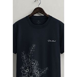 Tričko, Barva Modrá, s Potiskem Botanical Line Art obraz