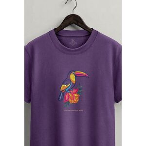 Tričko, Barva Fialová, s Potiskem Tropical Toucan obraz