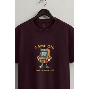 Tričko, Barva Bordó, s Potiskem Game On Robot obraz