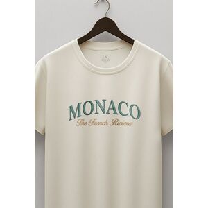 Tričko, Barva Ekru, s Potiskem Monaco Green Riviera obraz