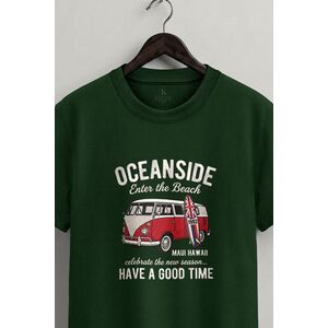 Tričko, Barva Zelená, s Potiskem Oceanside Red Beach Van obraz