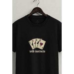 Tričko, Barva Černá, s Potiskem Wild Instincts Cards obraz