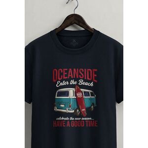 Tričko, Barva Modrá, s Potiskem Oceanside Blue Beach Van obraz