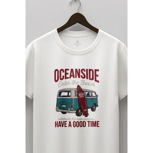 Tričko, Barva Bílá, s Potiskem Oceanside Blue Beach Van obraz