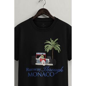 Tričko, Barva Černá, s Potiskem Monaco Road Trip obraz
