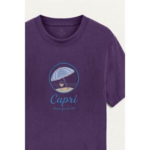 Tričko, Barva Fialová, s Potiskem Capri Sunset obraz