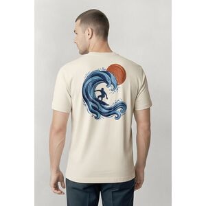 Tričko, Barva Ekru, s Potiskem Great Wave Surfer obraz