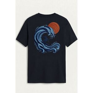 Tričko, Barva Modrá, s Potiskem Great Wave Surfer obraz