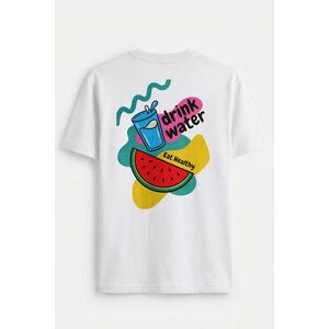 Tričko, Barva Bílá, s Potiskem Drink Water Eat Fruit obraz