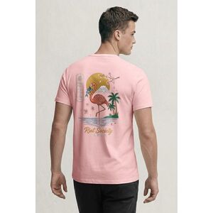 Tričko, Barva Růžová, s Potiskem Japan Flamingo Scene obraz