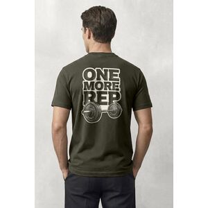 Tričko, Barva Khaki, s Potiskem One More Rep Barbell obraz