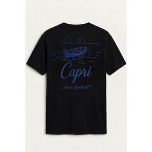 Tričko, Barva Černá, s Potiskem Capri Boat Line Art obraz