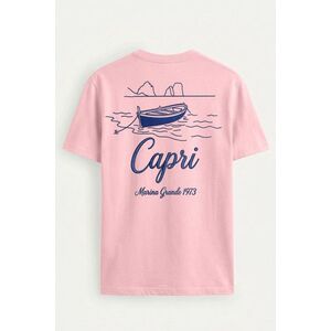 Tričko, Barva Růžová, s Potiskem Capri Boat Line Art obraz