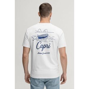 Tričko, Barva Bílá, s Potiskem Capri Boat Line Art obraz
