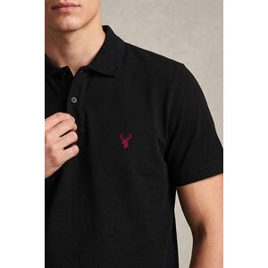 Polo Tričko, Barva Černá, s Potiskem Red Deer Emblem obraz