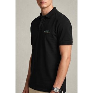 Polo Tričko, Barva Černá, s Potiskem Monaco Royal Script obraz