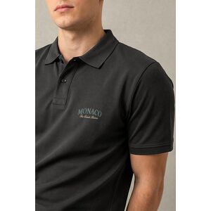 Polo Tričko, Barva Železitá Šedá, s Potiskem Monaco Royal Script obraz