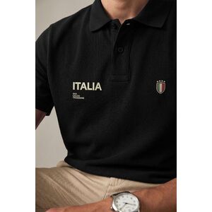 Polo Tričko, Barva Černá, s Potiskem Italia Left Chest obraz