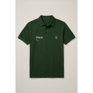 Polo Tričko, Barva Zelená, s Potiskem Italia Left Chest obraz
