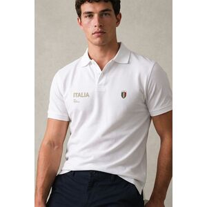 Polo Tričko, Barva Bílá, s Potiskem Italia Left Chest obraz