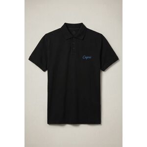 Polo Tričko, Barva Černá, s Potiskem Capri Blue Script obraz