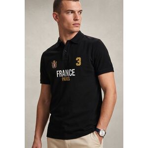 Polo Tričko, Barva Černá, s Potiskem France Paris Varsity obraz